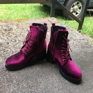 velvet purple booties